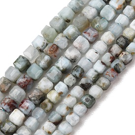 Larimar naturelles brins de perles, perles cubiques à facettes taillées sur table