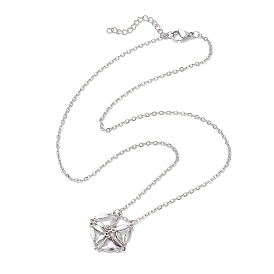 Ожерелья с подвеской в виде клетки с кристаллами, 304 из нержавеющей стали кабель цепи ожерелья