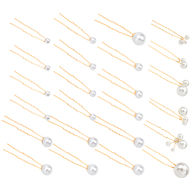 Iron Hair Forks, with Copper Wire Wounding ABS Beads