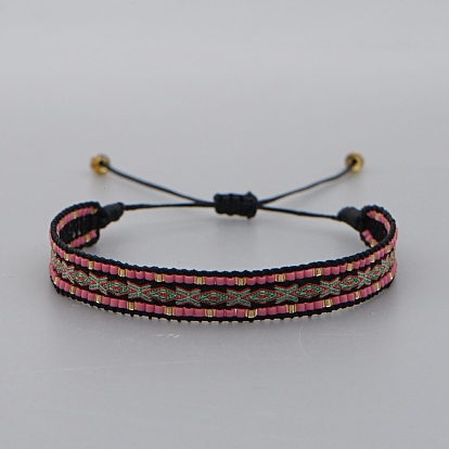 Adjustable Nylon Cord Braided Bead Bracelets, with Glass Seed Beads