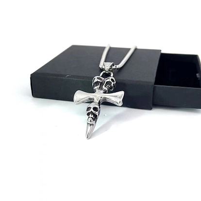 Ожерелья из нержавеющей стали с подвеской в виде черепа и креста для мужчин