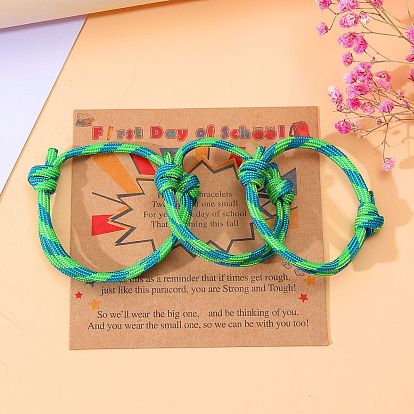 3шт. 3 стили полиэстер браслеты для первого дня школы, набор семейных браслетов «мама, папа и я», с бумажной карточкой