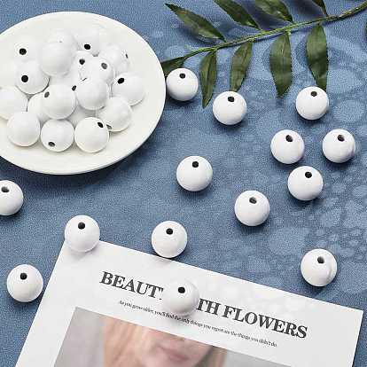 Spray Painted Natural Wood European Beads, Large Hole Beads, Round