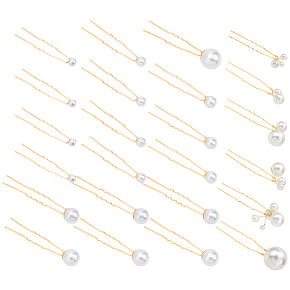 Iron Hair Forks, with Copper Wire Wounding ABS Beads