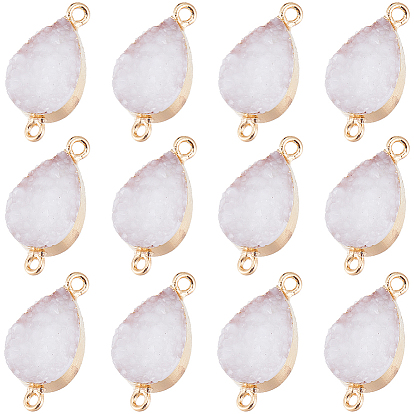 S12pcs друзы кварцевый кристалл соединительные подвески, слезные ссылки, со сплавочной фурнитурой золотого цвета