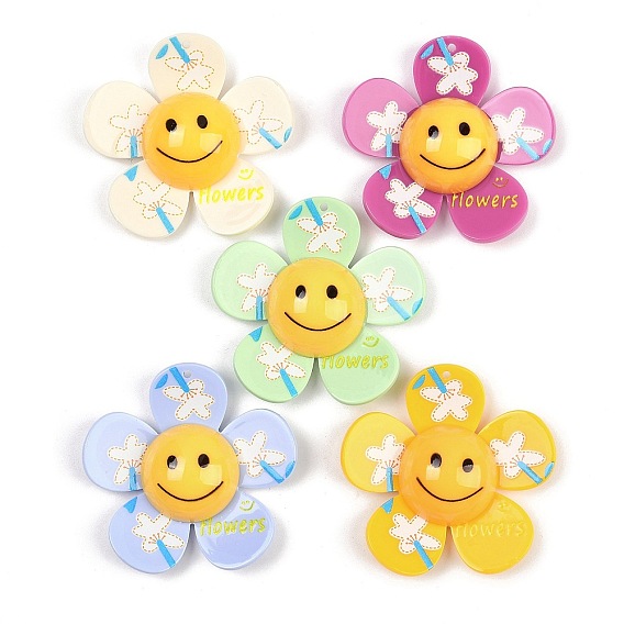 Большие подвески из непрозрачного акрила с принтом, цветок