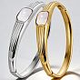 304 Stainless Steel Acrylic Rectangle Hinged Cuff Bangles for Women, White