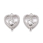 Brass Micro Pave Clear Cubic Zirconia Pendants, Long-Lasting Plated, Heart with Hand