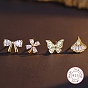4 шт. 4 стиль 925 комплект серег-гвоздиков из стерлингового серебра, с четким кубического циркония, бабочка, цветок, лист и бантик