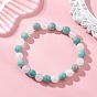 Эластичные браслеты из натурального амазонита и белого нефрита для женщин., круглые