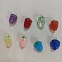 8Pcs 8 Styles Handmade Lampwork Grapes Connector Charms, with Golden Tone 304 Stainless Steel Double Loops