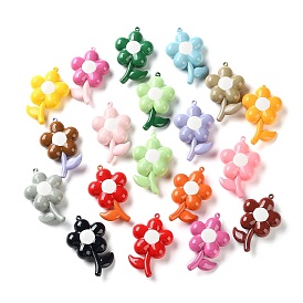 Opaque Acrylic Big Pendants, Flower Charms