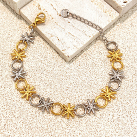 Двухцветные 304 браслеты-цепочки из нержавеющей стали для женщин, в главных ролях