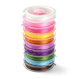 10 rollos 10 juego de cuerdas de cristal elástico plano de colores, hilo de cuentas elástico, para hacer la pulsera elástica