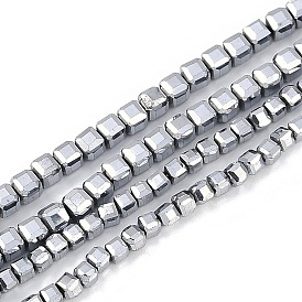 Electroplated Synthetic Non-magnetic Hematite Beads Strands, Faceted Table Cut Cube