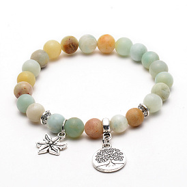 Natural Stone Yoga Starfish Bracelet with Tree of Life Beads - 8mm Fashion Jewelry