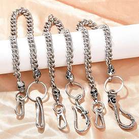 304 кубинские звенья из нержавеющей стали, цепочки для брюк с черепами и S-образными крючками