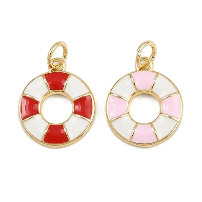 Латунь эмаль прелести, спасательные круги-талисманы, с прыжковых колец, стойки покрытие, реальный 18 k позолоченный, без свинца и без кадмия, долговечный