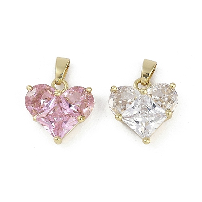 Rarl 18k позолоченные латунные подвески с микропаве из кубических цирконий, без кадмия, без никеля и без свинца, сердце