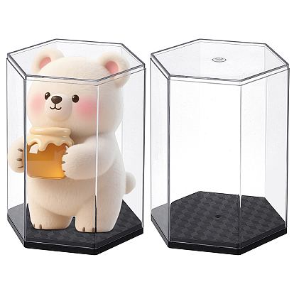 Шестиугольные пластиковые витрины с акриловыми минифигурками и черными основаниями., для моделей, строительные блоки, держатель для кукол