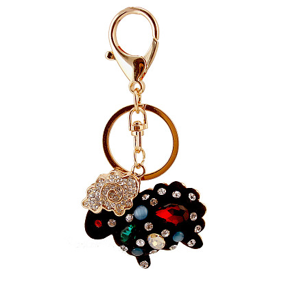 Cute Zodiac Sheep Car Keychain with Rhinestones, Bag Charm Pendant Gift