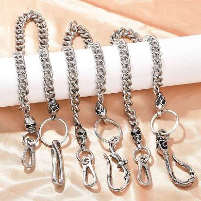 304 кубинские звенья из нержавеющей стали, цепочки для брюк с черепами и S-образными крючками