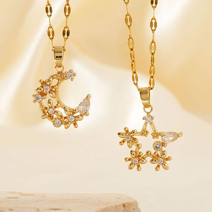 Блестящие латунные прозрачные кубические циркониевые подвески ожерелья для женщин, золотые