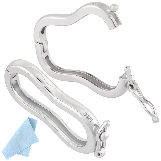 1pc 925 застежки-крутилки из стерлингового серебра, с двухсторонней замшевой тканью для полировки серебра