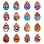 16Pcs 8 Styles Transparent Resin & Walnut Wood Pendants, with Foil Inside, Teardrop Charm