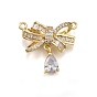 Латунные микро проложить кубического циркония подвески, бантом со слезой, стойки покрытие, долговечный, без свинца и без кадмия