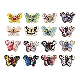 Подвески из эмали и сплава, подвески с напечатанными бабочками, золотые