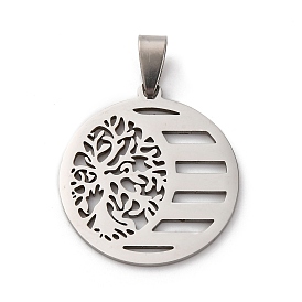 201 подвески из нержавеющей стали, плоская круглая с подвеской дерево жизни