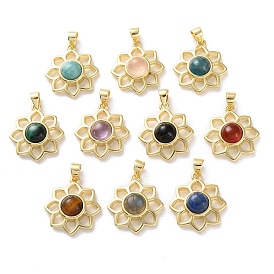 Драгоценный камень подвески, стойка покрытие золотистый тон латунные подвески, долговечный, без свинца и без кадмия, цветок