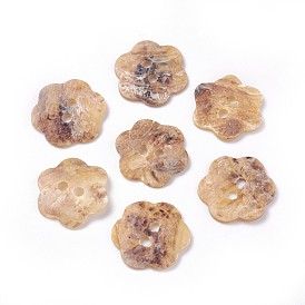 Freshwater Shell Buttons, Flower, 2-Hole