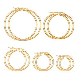5Pairs 5 Size 304 Stainless Steel Huggie Hoop Earrings, Hypoallergenic Earrings for Women