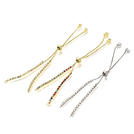 Adjustable Brass Cubic Zirconia Slider Bracelet Making, Rack Plating, Long-Lasting Plated, Rack Plating