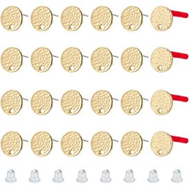 60 шт. Детали серьги-гвоздики из сплава, с отверстием и стальными штифтами, плоско-круглые, с 80 пластиковыми ушными гайками