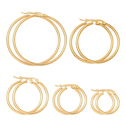5Pairs 5 Size 304 Stainless Steel Huggie Hoop Earrings, Hypoallergenic Earrings for Women
