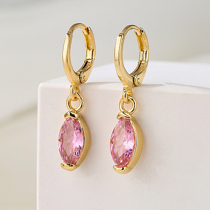 Geometric Earrings for Women, 18K Gold Plated with Zircon Stones - Luxurious and Elegant Jewelry