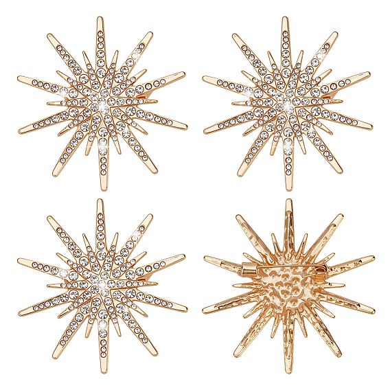 4 шт. булавки для лацканов одежды из сплава со стразами, снежинка
