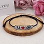 Miyuki Seed Braided Bead Bracelet, Word Love U and Evil Eye Friendship Bracelet for Women