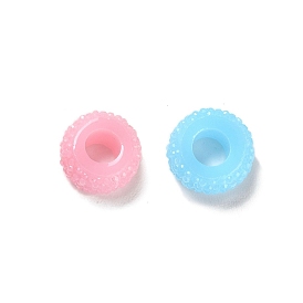 Resin European Beads, Large Hole Beads, Textured Rondelle