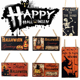Halloween Wooden Pendant Decoration Holiday Sign Wooden Crafts