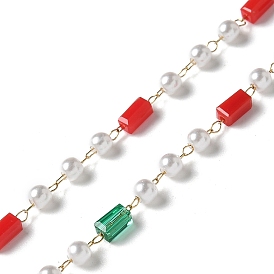 316 хирургические цепи из нержавеющей стали, с искусственным жемчугом и стеклянными бусинами, пайки, реальный 18 k позолоченный