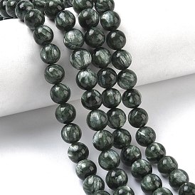 Природные SERAPHINITE нитей бисера, круглые