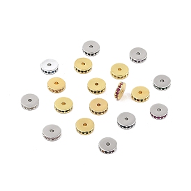 Rack Plating Brass Micro Pave Cubic Zirconia Beads, Long-Lasting Plated, Lead Free & Cadmium Free, Flat Round/Disc, Real 18K Gold Plated/Real Platinum Plated