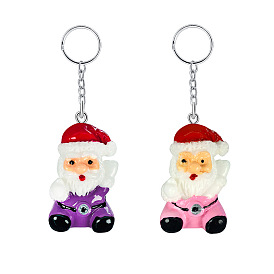 Cute Mini Santa Claus Resin Keychain Pendant for Bag and Keys