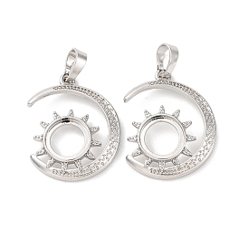 Сеттинги для кулона (кабошонов), латунь , настройки открытой спины, луна с солнечными чарами, стойки покрытие, прочное покрытие, без кадмия и без свинца