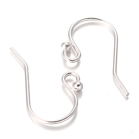 Platino plateado ganchos pendiente de la plata esterlina, alambre de oreja de gancho de pastor, 20x10 mm, pin: 1.8 mm, Sobre 409 unidades / 100 g