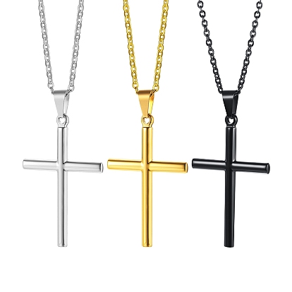 Колье-цепочка из нержавеющей стали, ожерелья с религиозным крестом для мужчин